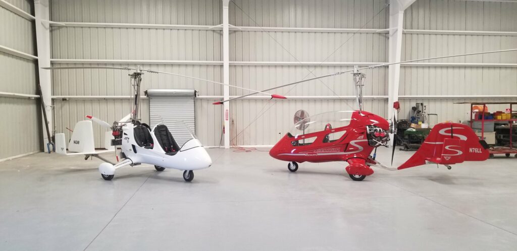 AR1 gyroplanes in hangar